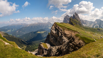 Seceda: The most beautiful view of the entire Dolomites. Massif of Odle	