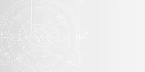 Obraz premium Technological white background. Rotating gears. New technologies. Vector illustration.
