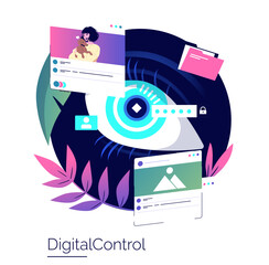 Eye of Digital Control Vector Illustration