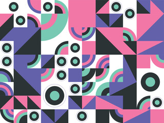 Vibrant abstract geometric pattern background with retro-inspired modern art design