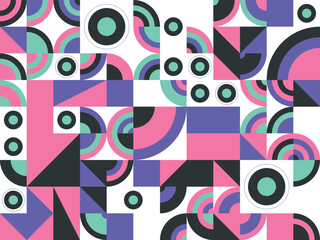 Fototapeta premium Vibrant abstract geometric pattern background with retro-inspired modern art design