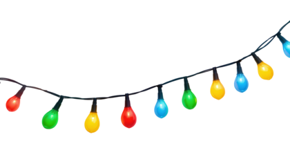 Colorful Christmas Light String Illustration on transparent Background