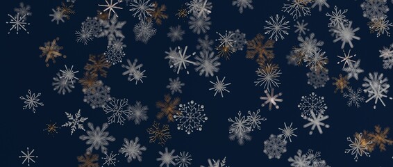 Christmas snowflakes abstract on blue backdrop. Perfect for seasonal greetings, winter holiday designs, and fe