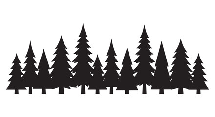 Obraz premium Silhouettes of trees vector in winter forest