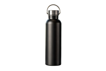 black plastic spray bottle isolated on white background