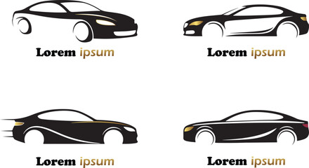 Modern Car Silhouette Logo Set &ndash; Minimalist Automotive Vector Icons