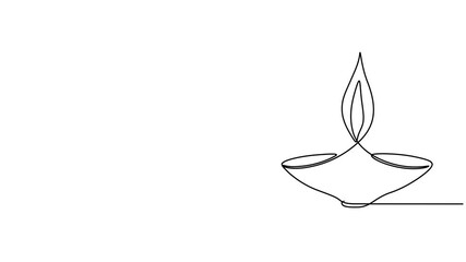 Candle Single Continuous Line Drawing, diwali candles animation continuous one line drawing, one line continuous drawing candle animation perfect for burning memorial ceremony church tradition