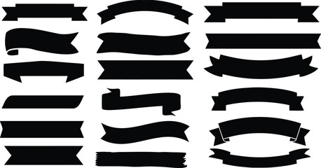 ribbon, banner, silhouette, black, graphic, design element, shape, label, tag, scroll, vintage, retro, abstract, decorative, element, collection, set, isolated, graphic design, award, announcement, he