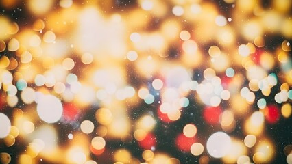 Bokeh effect showing blurred lights of various colors and sizes in a dark background view image