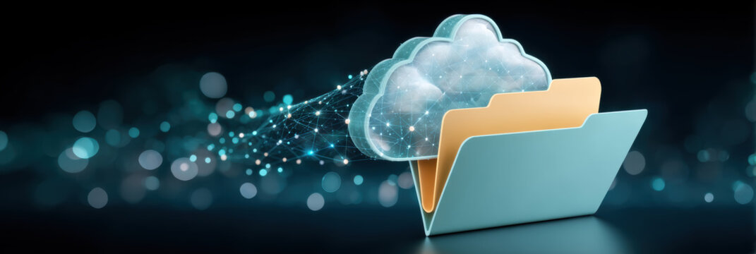 Secure cloud data folder concept showing data security and seamless file sync in digital network - Powered by Adobe