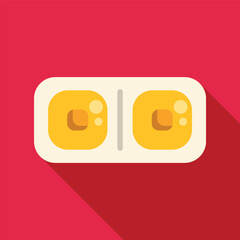 Eye shadow palette icon showing two yellow shades on a red background