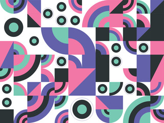 Obraz premium Vibrant abstract geometric pattern background with retro-inspired modern art design