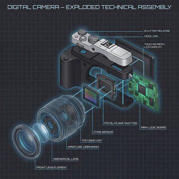 digital camera cutaway exploded diagram