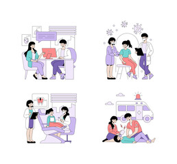 Healthcare Vector Illustrations with Medical Scenarios