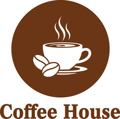 Obraz premium Warm coffee cup steam aroma beans cafe restaurant logo emblem symbol vector