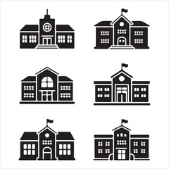 Fototapeta premium Set of house icons and building illustrations in vector style