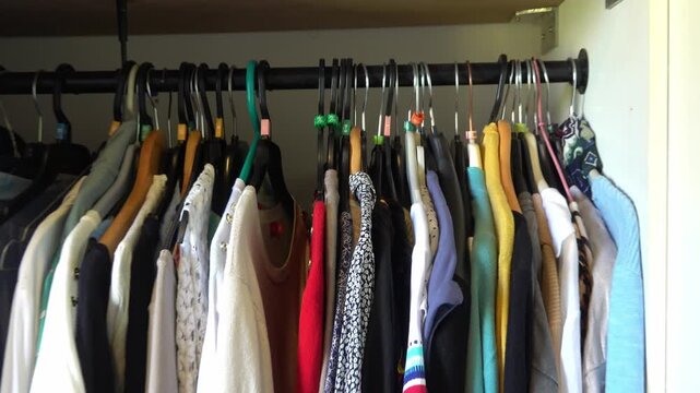zoom on used womens clothing in wardrobe