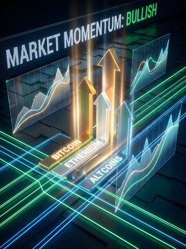 Bullish crypto momentum with rising Bitcoin Ethereum and altcoins