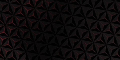 Dark gray and red horizontal hexagonal technology abstract vector background. red bright energy flashes under hexagon in futuristic modern technology wide banner. Dark gray honeycomb texture grid.