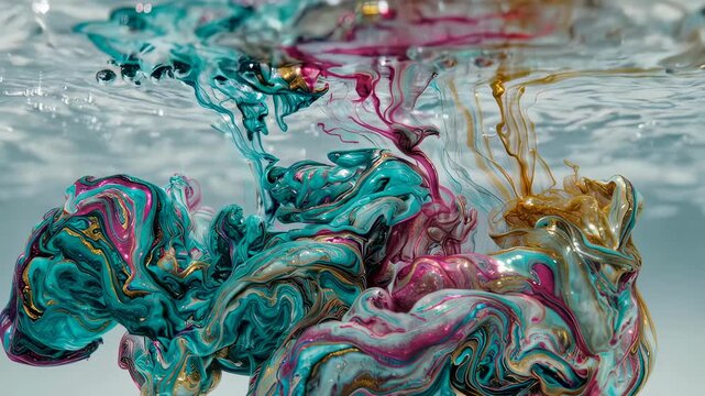 Colorful Ink Swirls in Water - A Mesmerizing Abstract Display.