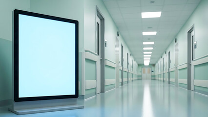 Digital display screen in a long hospital corridor