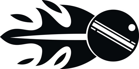 Naklejka premium Cricket ball icon creating flames and motion during its flight