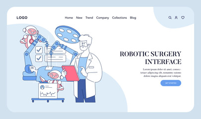 Robotic Surgery Interface Vector Illustration with Doctor