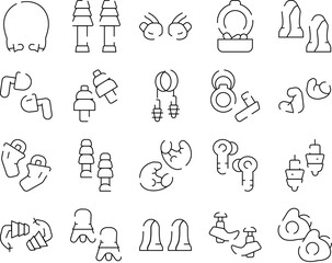 Earplugs and ear protection safety equipment icons