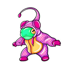 Playful Cartoon Frog in Sleepwear, Cute Vector Sticker Art