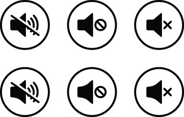 web, design, control, white, interface, circular, background, muted, silence, black, miscellaneous, modern, element, app, representing, prohibited, simple, speaker, icons, slash, disabled