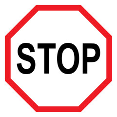Stop sign icon on white background, octagon traffic stop symbol, road safety signage for warning, caution, and transportation control © New Asia