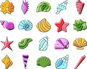 Obraz premium Ocean seashells and starfishes marine life collection