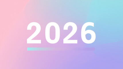 2026 year graphic with gradient background and turquoise line