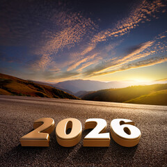 2026 3D Design Image and Happy New Year 2026 and Christmas Celebration Background