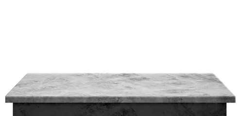 Gray marble stone tabletop isolated on white for product display and mockup