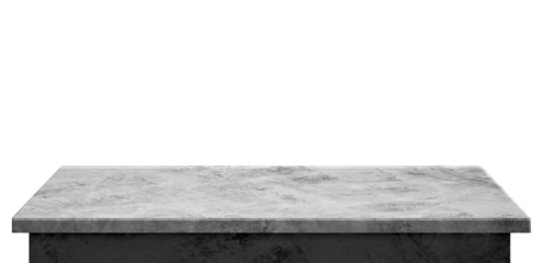 Gray marble stone tabletop isolated on white for product display and mockup