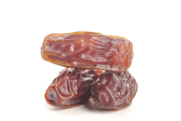 Golden Dried Dates Fruit Isolated on White Background - Healthy Natural Sweet Snack