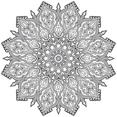 Mandala flower, black and gray, decorative flowers