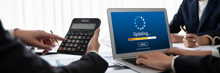 Business intelligence and data analysis concept. Analyst team working on financial data analysis...