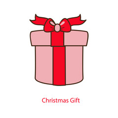 Vibrantly outlined pink present box with a cheerful red ribbon and bow, symbolizing joy and celebration for special occasions and heartfelt giving