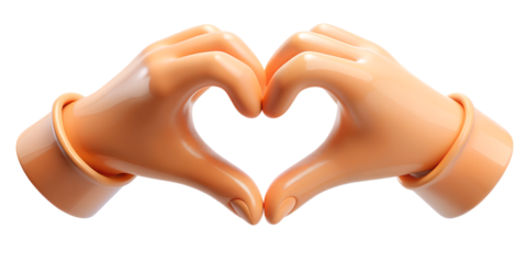 Stunning 3D rendered hands forming a perfect heart shape gesture symbolizing love and connection against black