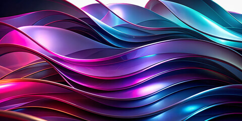 Stunning abstract background featuring vibrant magenta and cyan flowing ribbons creating dynamic digital wave patterns