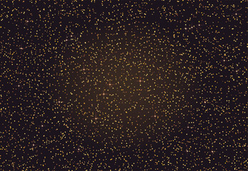 Golden stars seamless pattern, shiny sparkles overlay, magic flares, starry night background. Festive falling confetti concept. Vector