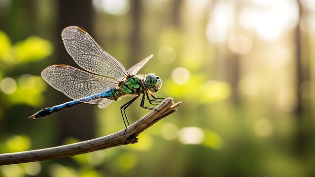 dragonfly on a leaf - Powered by Adobe
