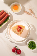 Shanghai Scallion Pancake with Fresh Ingredients - Traditional Chinese Panfried Food Photography
