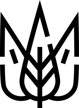 Ukraine national emblem tryzub symbol line art