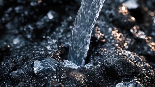 Video A close-up shot of a water spout emerging from the ground, with a burst of water and steam