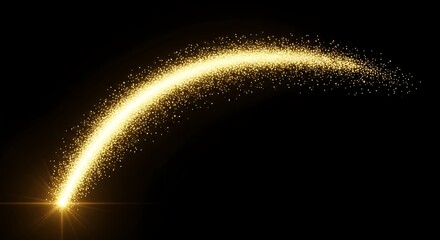 Golden sparkle trail effect on black background