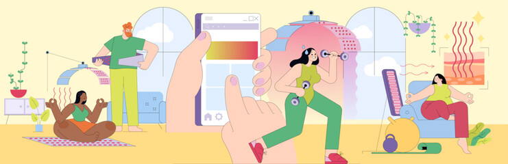 Diverse Fitness Activities in Modern Vector Illustration