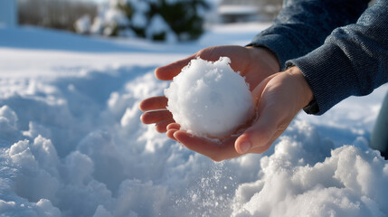 POV picking up snow and forming snowball, powder texture macro, WINTEROUTDOOR, 